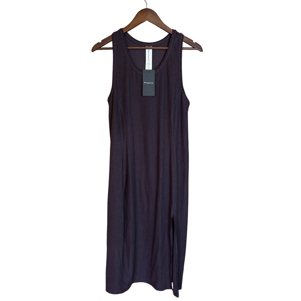 Fabletics Dark Purple Heathered Racerback Midi Dress with Side Slit Small NWT